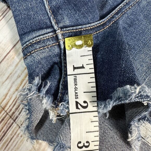 American Eagle CURVY HI RISE SHORTIE Size 4 Denim Cut Off Jean Micro Shorts 26x2 - Picture 5 of 10